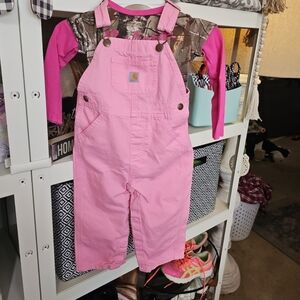 Carhartt Girls Pink Overalls Set